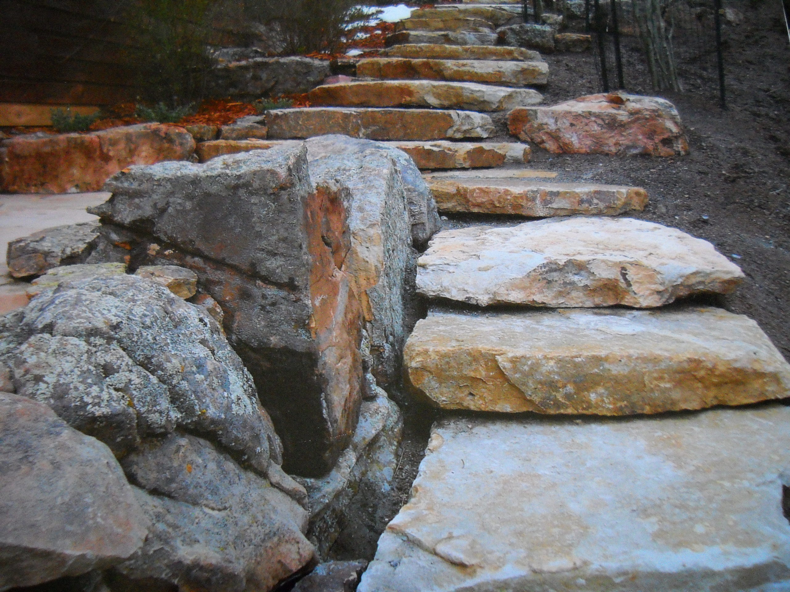Large stone staircase in Evergreen, CO