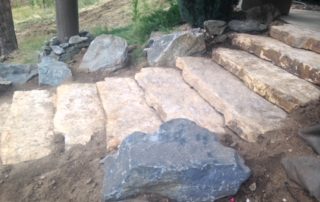 In-progress large stone staircase