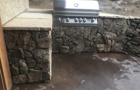Built-in grill with stone countertops